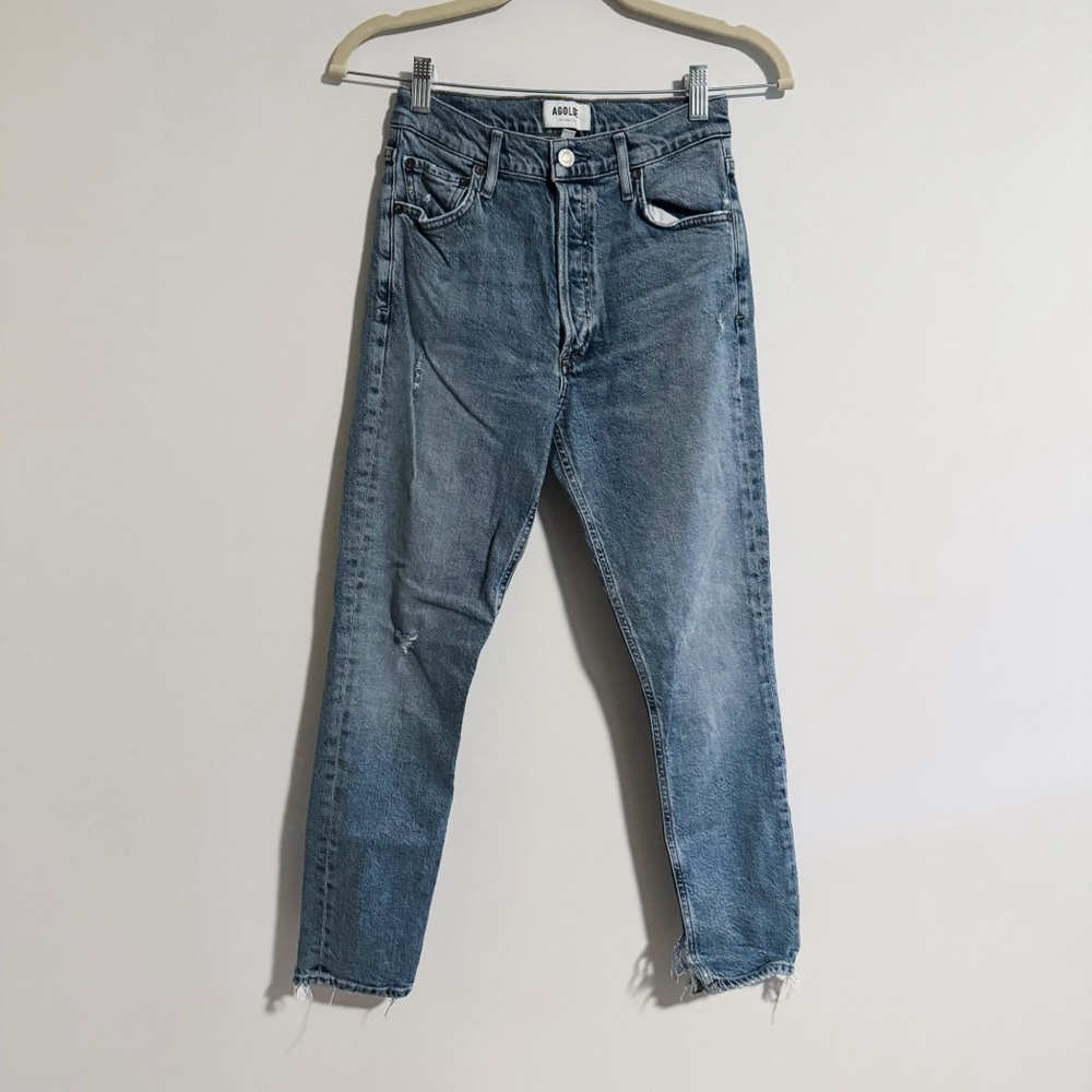 Agolde - Nico Light Wash High Waisted Distressed Jeans